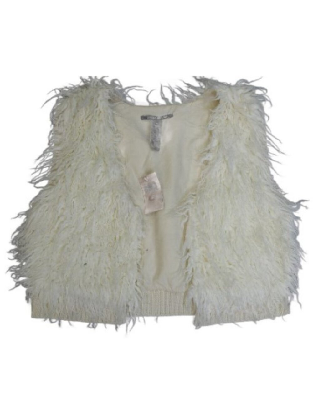 Lucky Brand NWT Women's 1970 STYLE GROOVY Ivory Faux Fur Vest, Medium